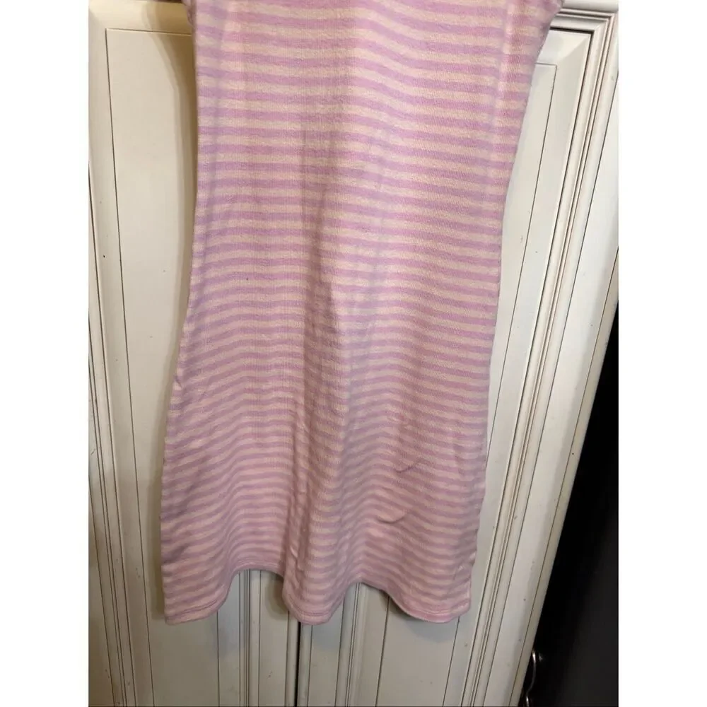 Nordrstrom Girls Striped Ribbed Stretch Sleeveless Tank Dress Pink Tan Sz 10/12